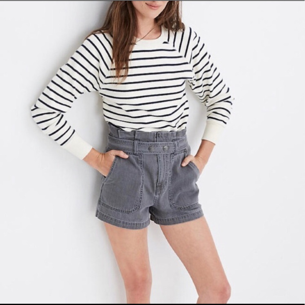 NWOT Madewell High-Waisted Paperbag Snap Shorts